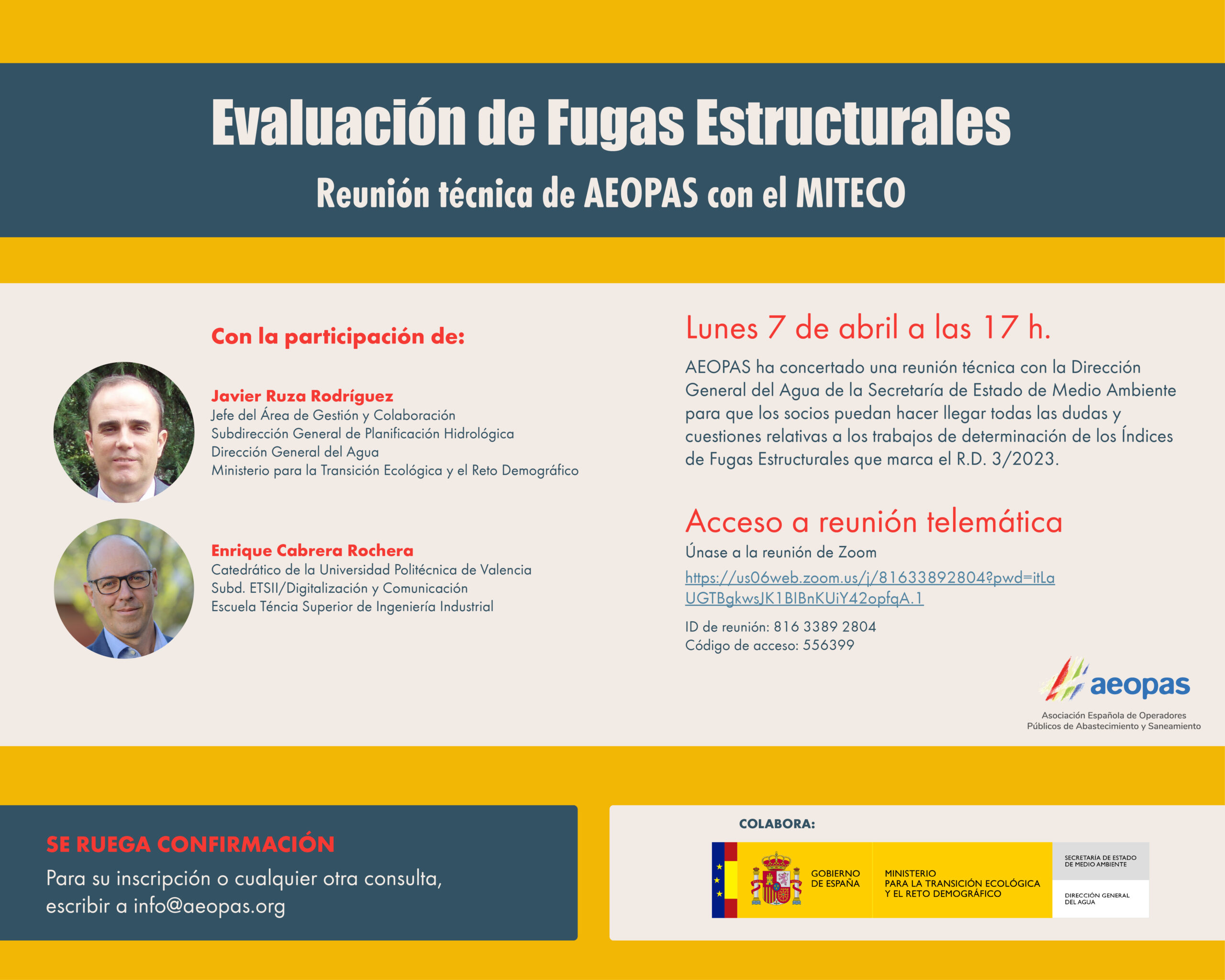 Cartel reunión técnica MITECO-AEOPAS del 07-04-2025