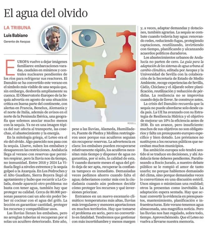 Tribuna «El agua del olvido», de Luis Babiano, publicada en Diario de Sevilla